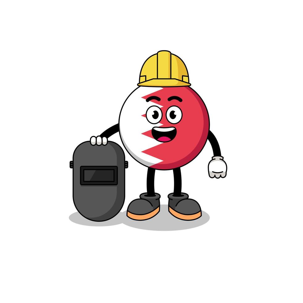 Mascot of bahrain flag as a welder vector
