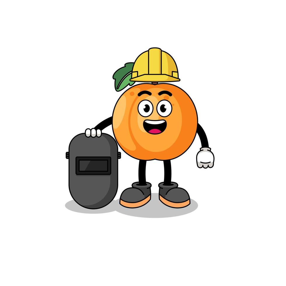 Mascot of apricot as a welder vector
