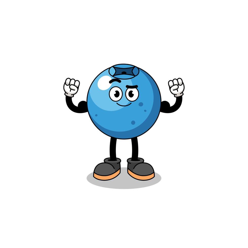 Mascot cartoon of blueberry posing with muscle vector