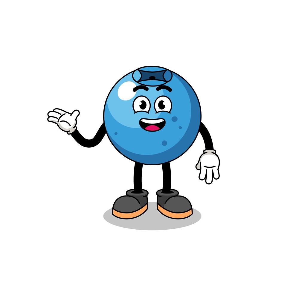 blueberry cartoon with welcome pose vector