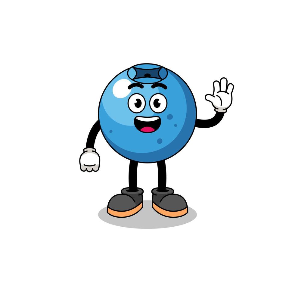 blueberry cartoon doing wave hand gesture vector