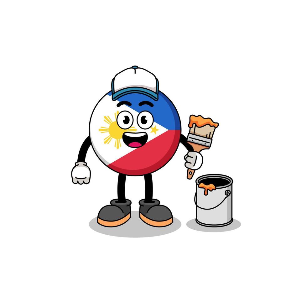 Character mascot of philippines flag as a painter vector