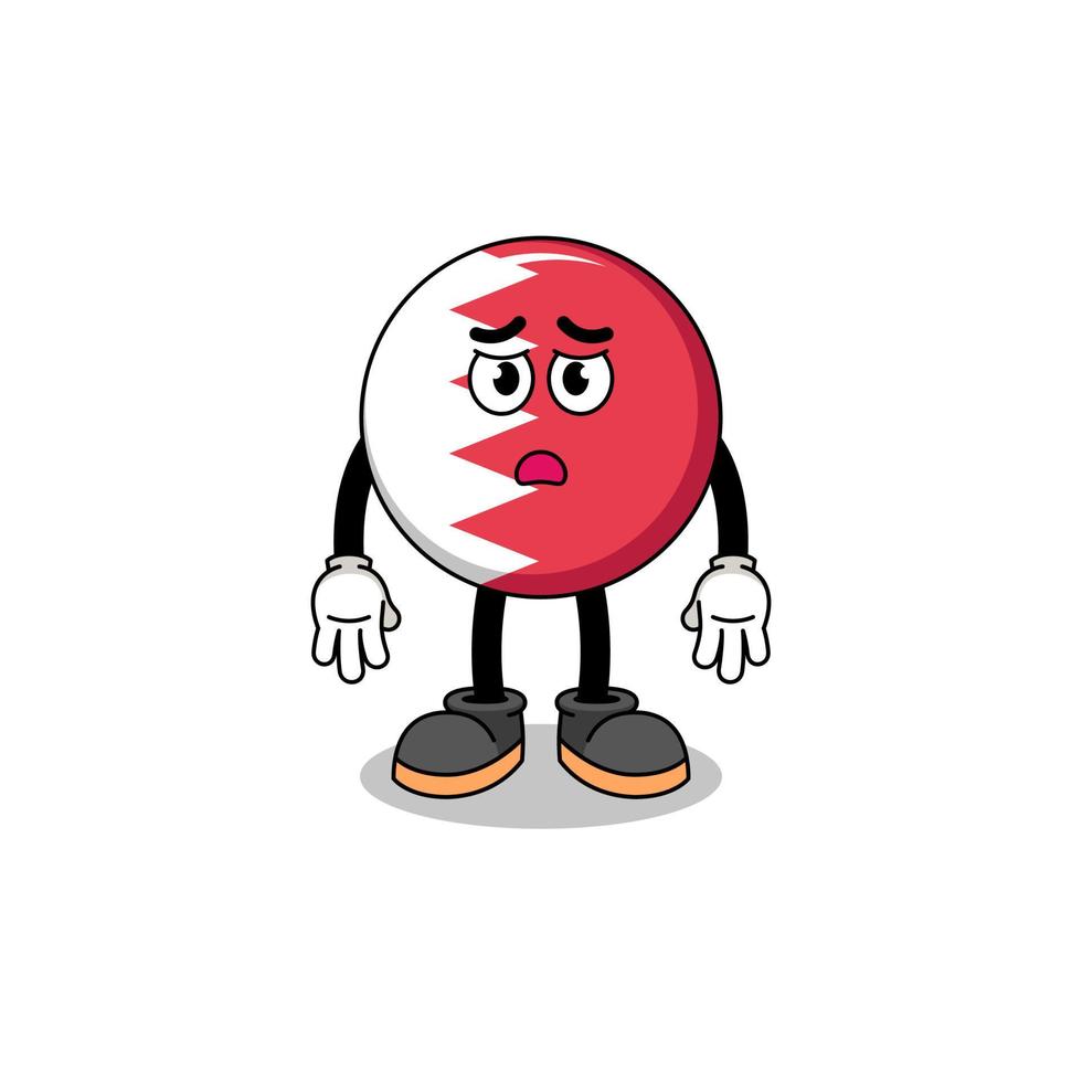 bahrain flag cartoon illustration with sad face vector