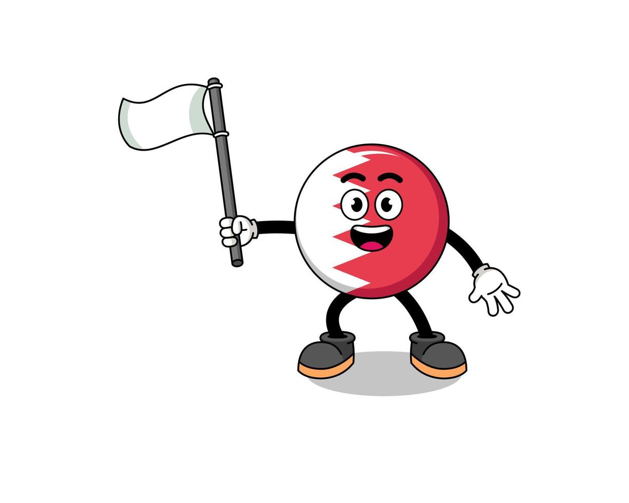 Cartoon Illustration of bahrain flag holding a white flag vector