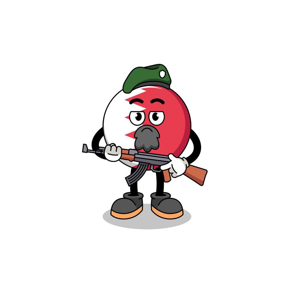 Character cartoon of bahrain flag as a special force vector