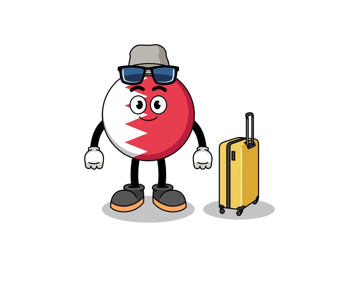 bahrain flag mascot doing vacation vector