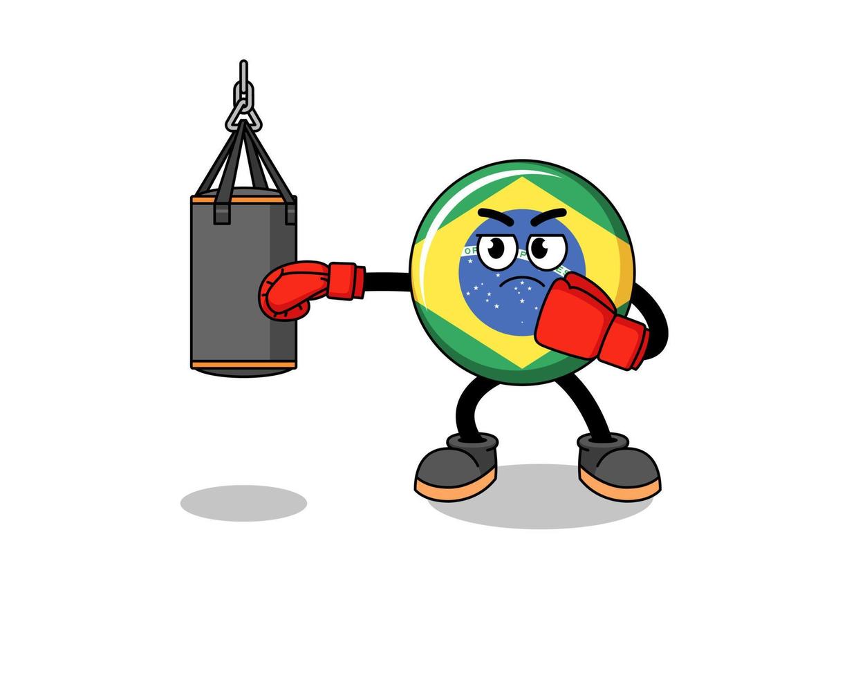 ilustración del boxeador de la bandera de brasil vector