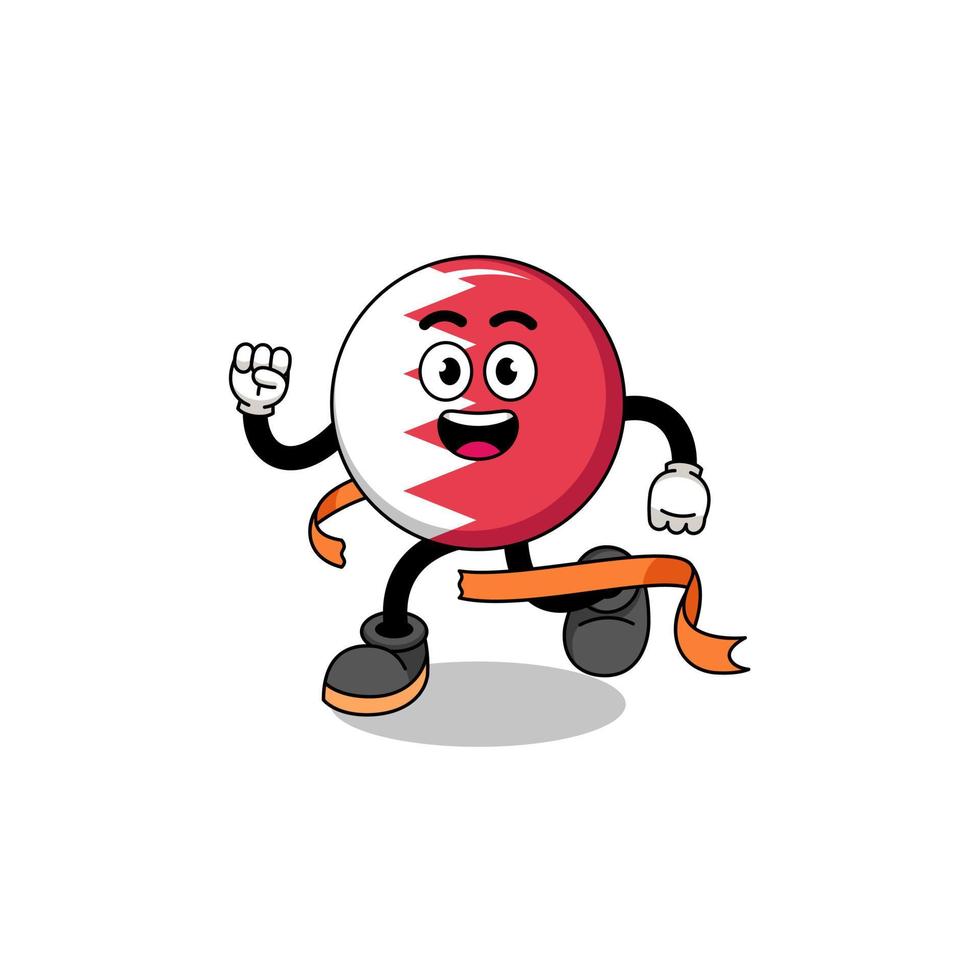 Mascot cartoon of bahrain flag running on finish line vector