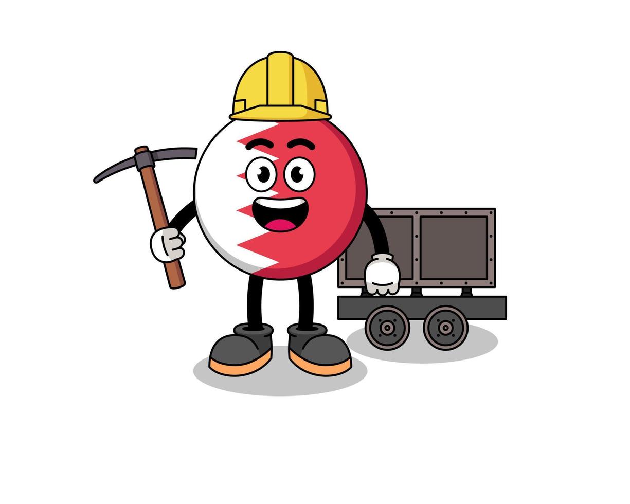 Mascot Illustration of bahrain flag miner vector