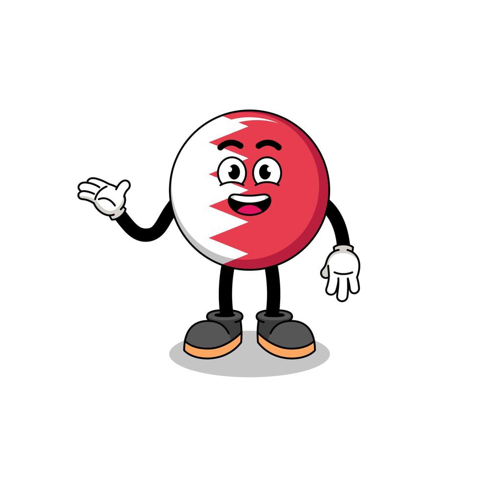 bahrain flag cartoon with welcome pose vector
