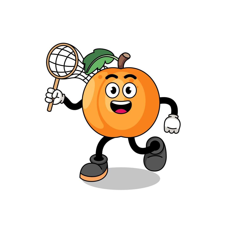 Cartoon of apricot catching a butterfly vector