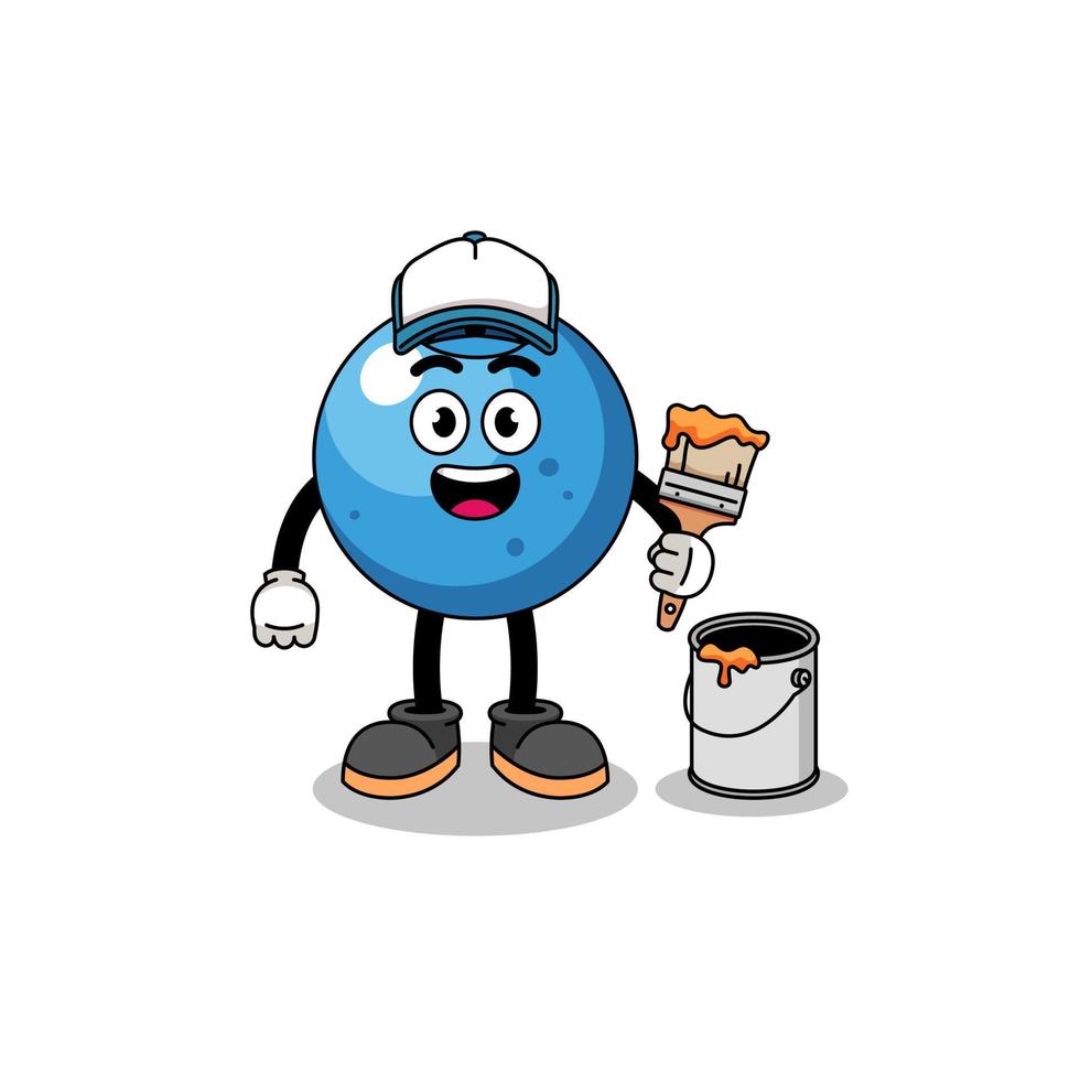 Character mascot of blueberry as a painter vector