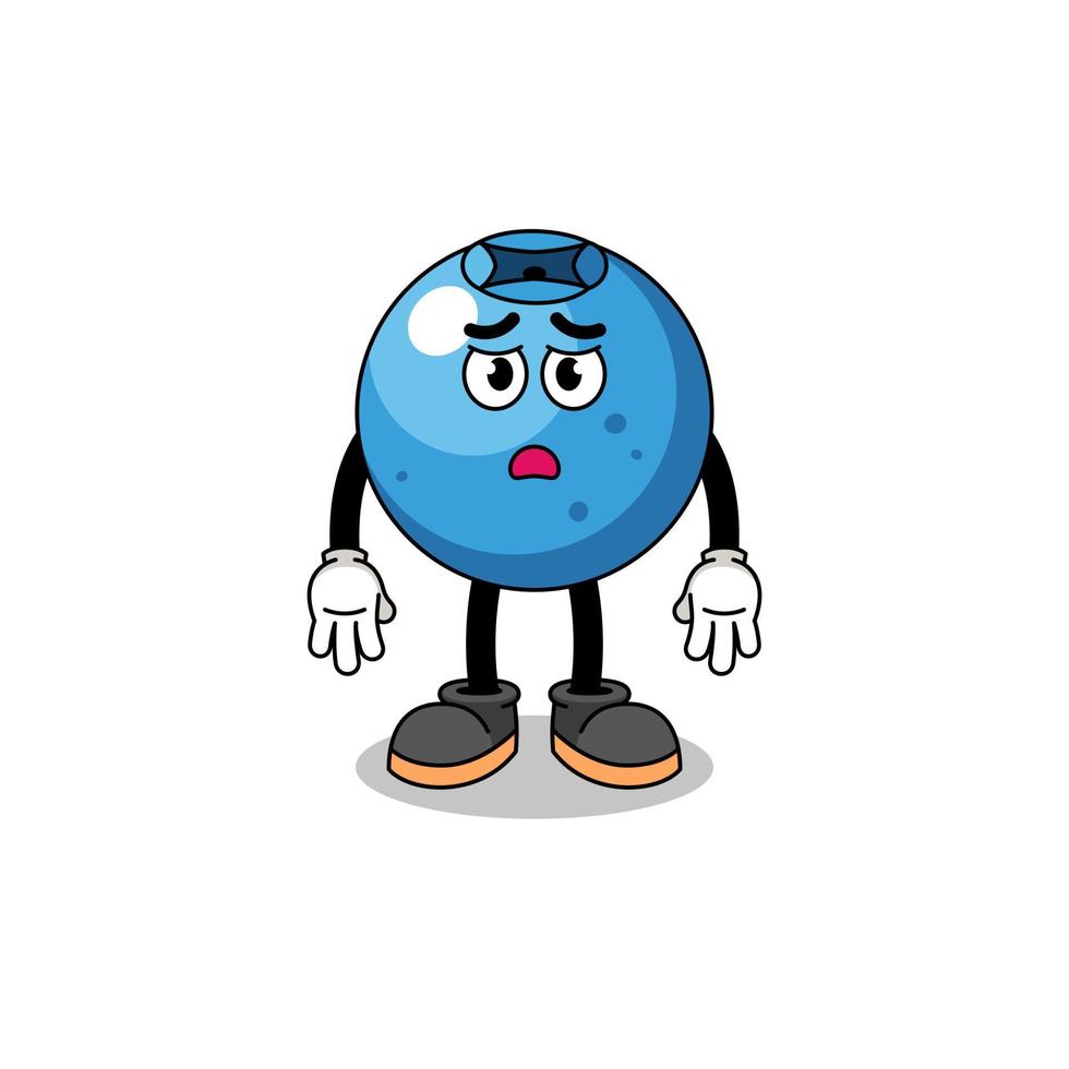 blueberry cartoon illustration with sad face vector