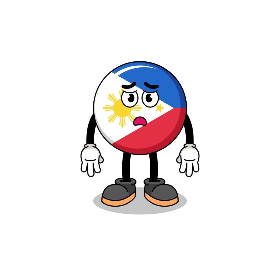 ilustración de dibujos animados de bandera de filipinas con cara triste vector