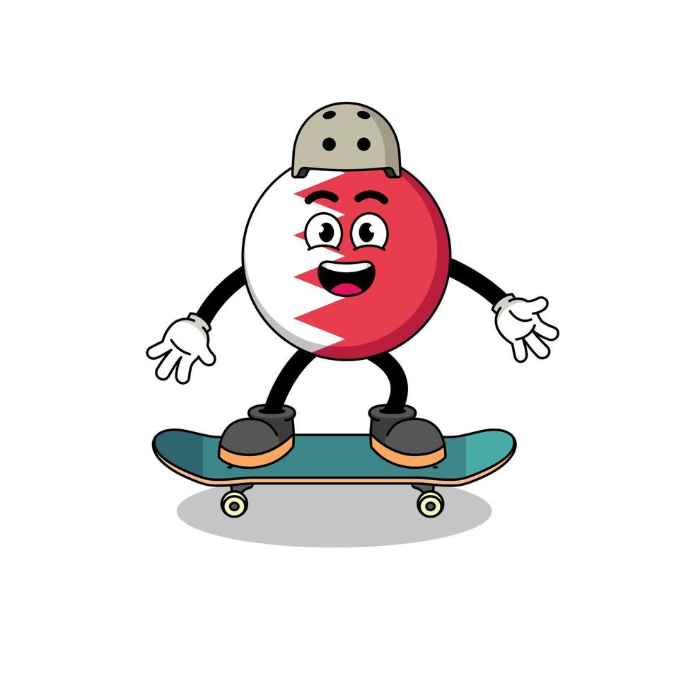 bahrain flag mascot playing a skateboard vector