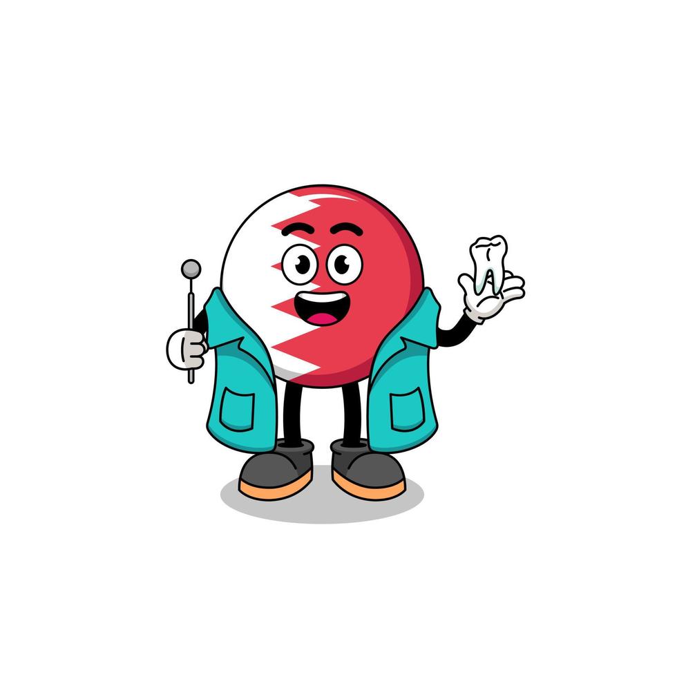 Illustration of bahrain flag mascot as a dentist vector
