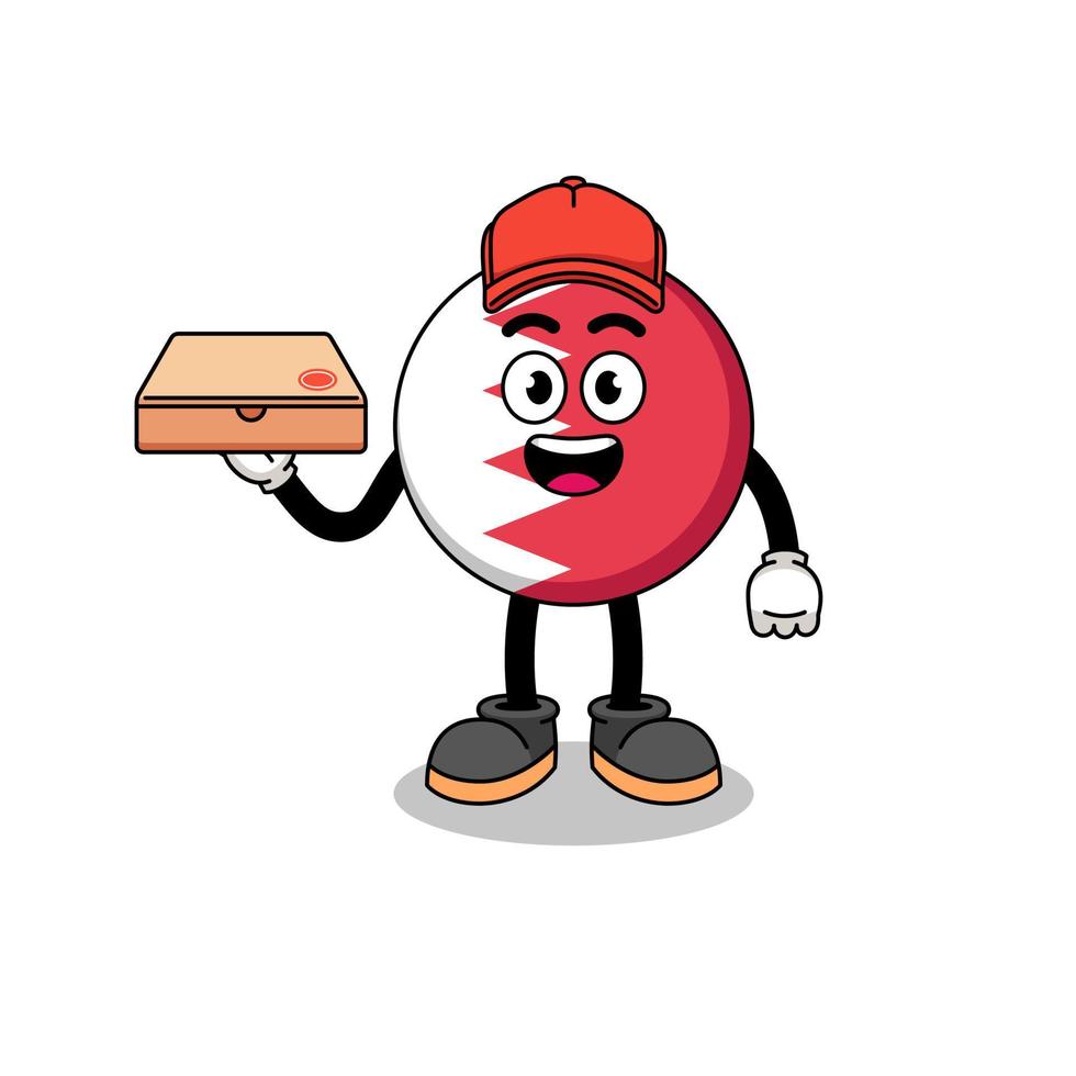 bahrain flag illustration as a pizza deliveryman vector