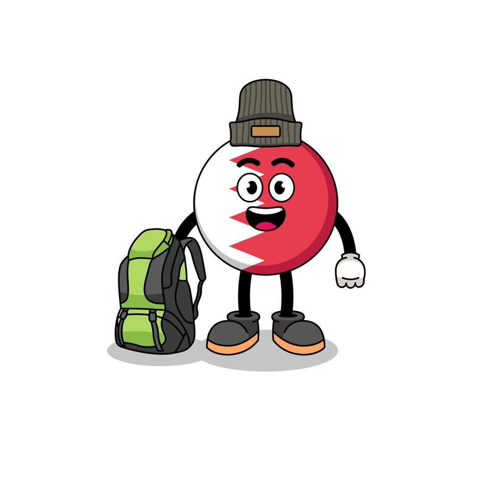 Illustration of bahrain flag mascot as a hiker vector