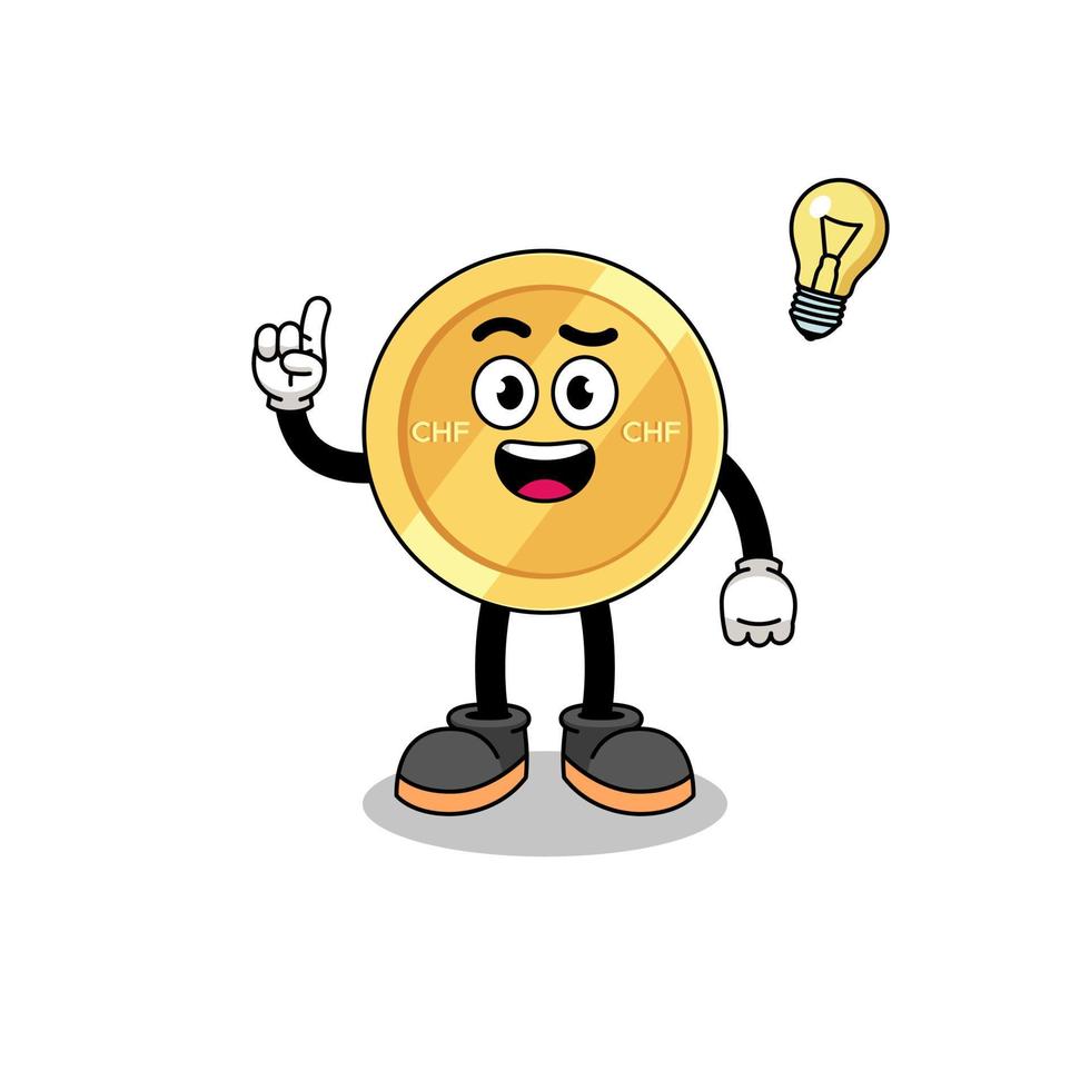 swiss franc cartoon with get an idea pose vector