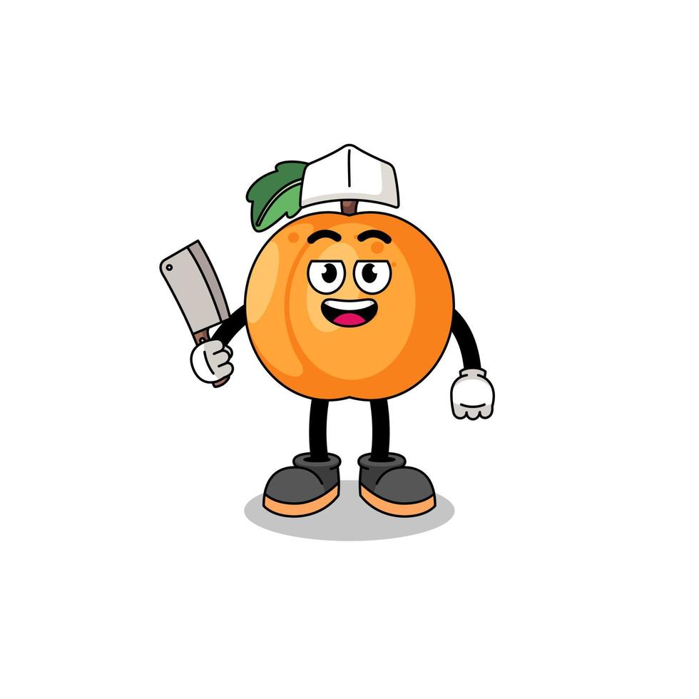 Mascot of apricot as a butcher vector