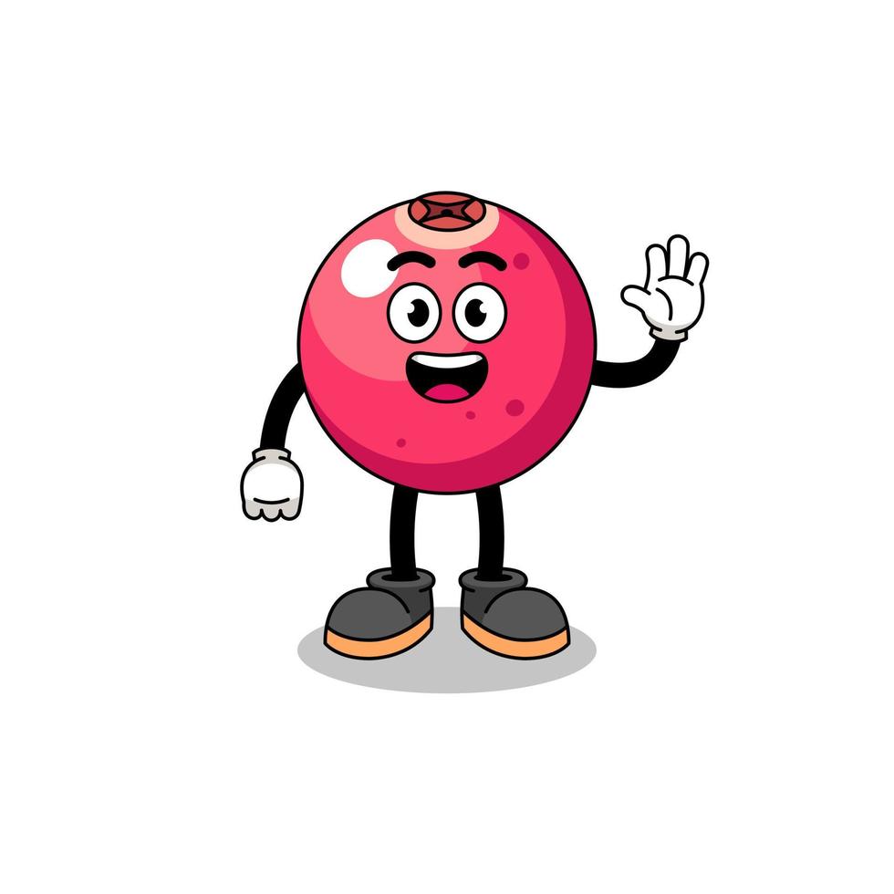 cranberry cartoon doing wave hand gesture vector