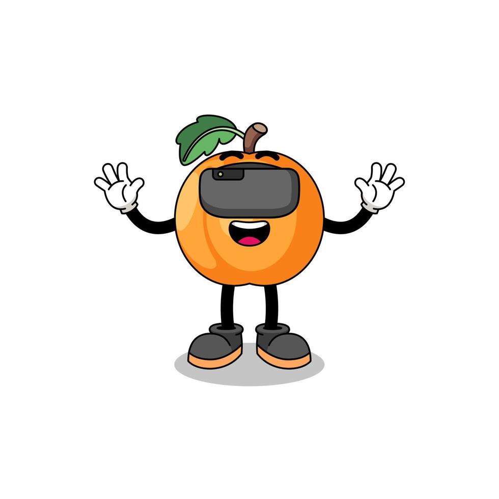 Illustration of apricot with a vr headset vector