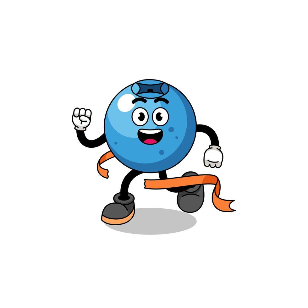 Mascot cartoon of blueberry running on finish line vector