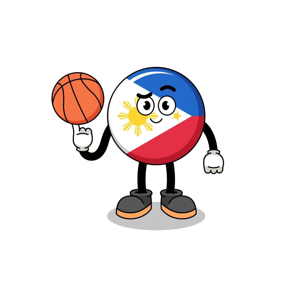ilustración de la bandera de filipinas como jugador de baloncesto vector