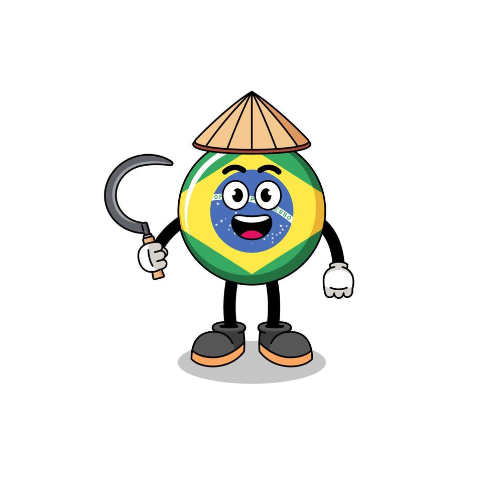 Illustration of brazil flag as an asian farmer vector