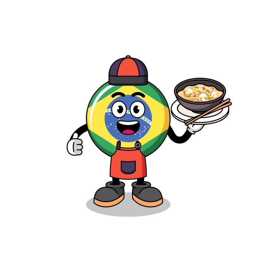ilustración de la bandera de brasil como chef asiático vector