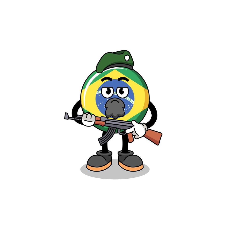 Character cartoon of brazil flag as a special force vector