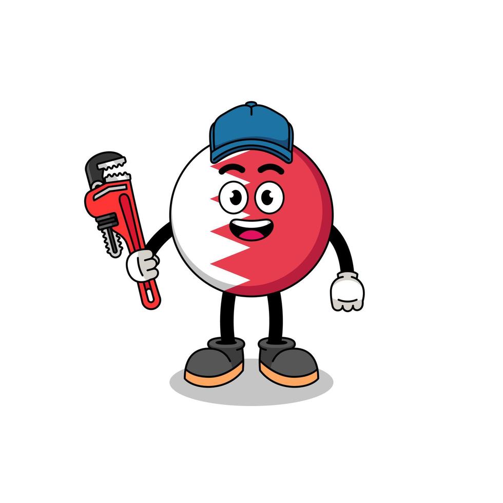 bahrain flag illustration cartoon as a plumber vector