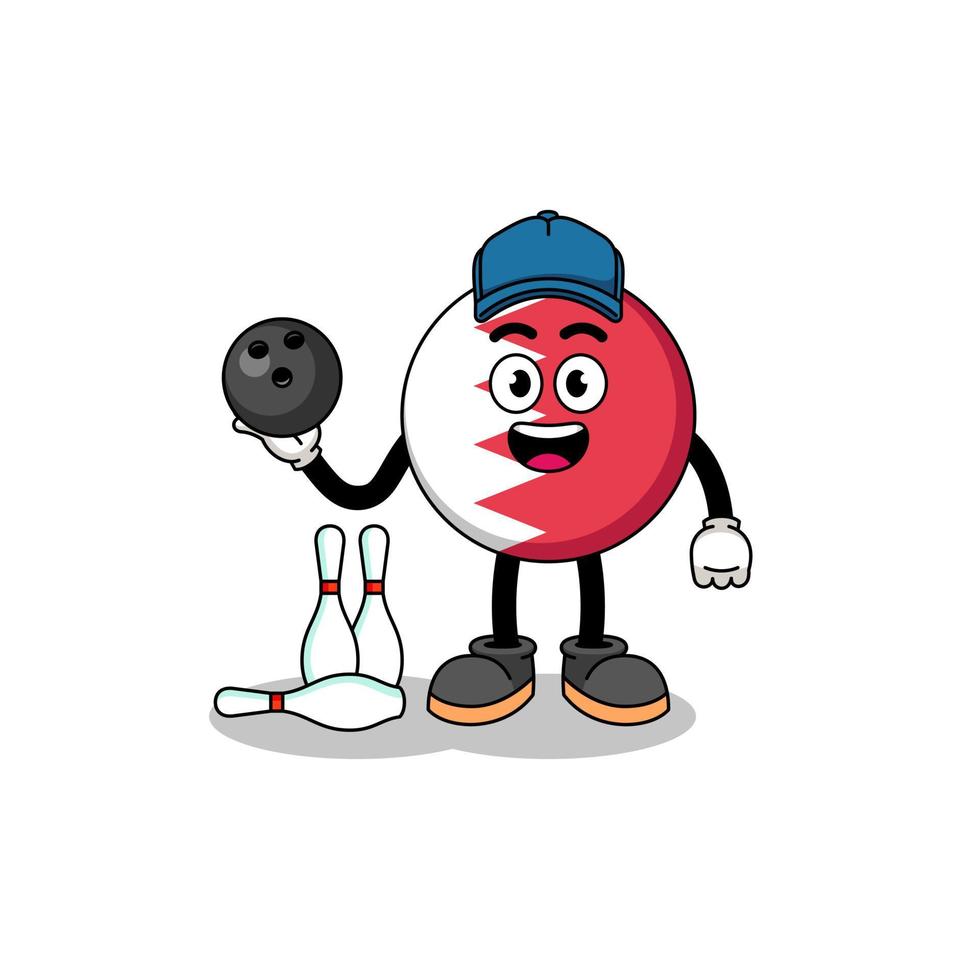 Mascot of bahrain flag as a bowling player vector