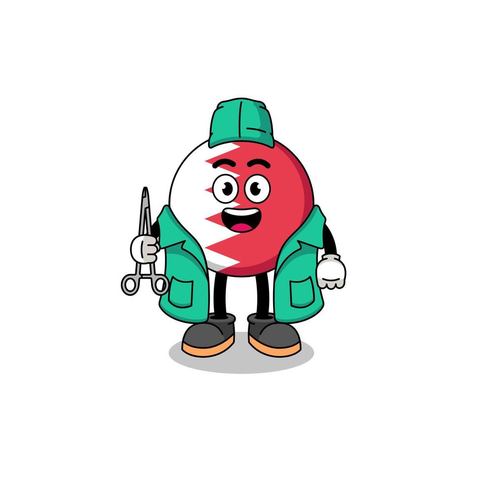 Illustration of bahrain flag mascot as a surgeon vector