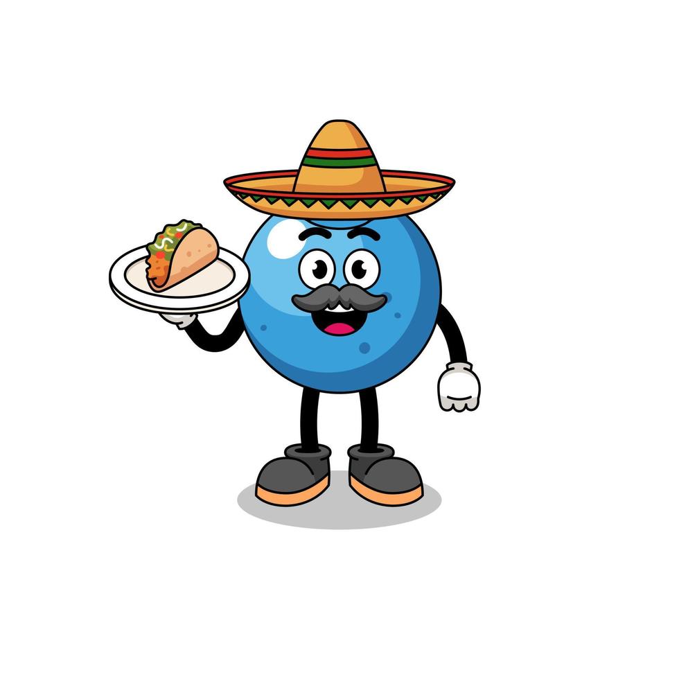 caricatura de personaje de blueberry como chef mexicano vector