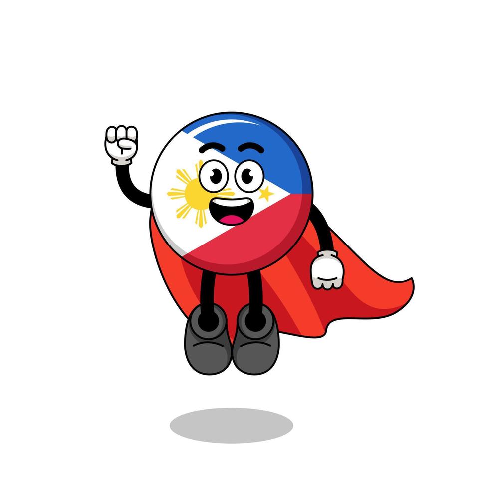 philippines flag cartoon with flying superhero vector