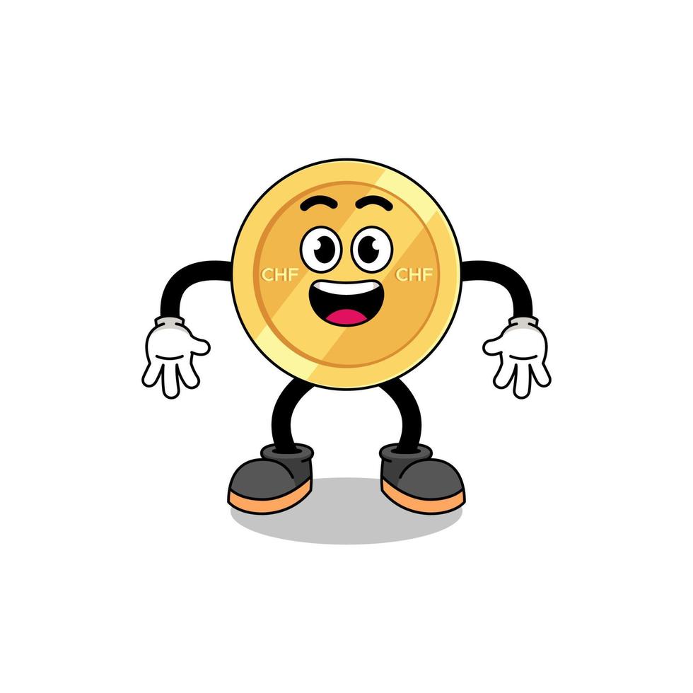 swiss franc cartoon with surprised gesture vector