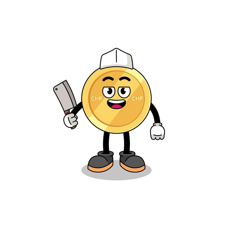 Mascot of swiss franc as a butcher vector