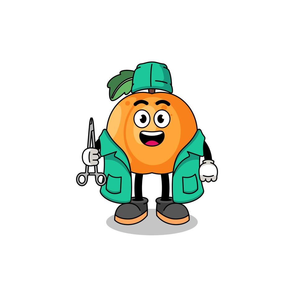 Illustration of apricot mascot as a surgeon vector