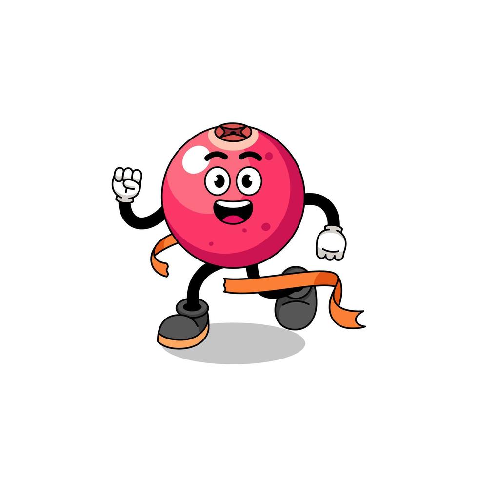 Mascot cartoon of cranberry running on finish line vector