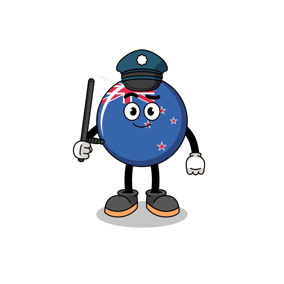 Cartoon Illustration of new zealand flag police vector