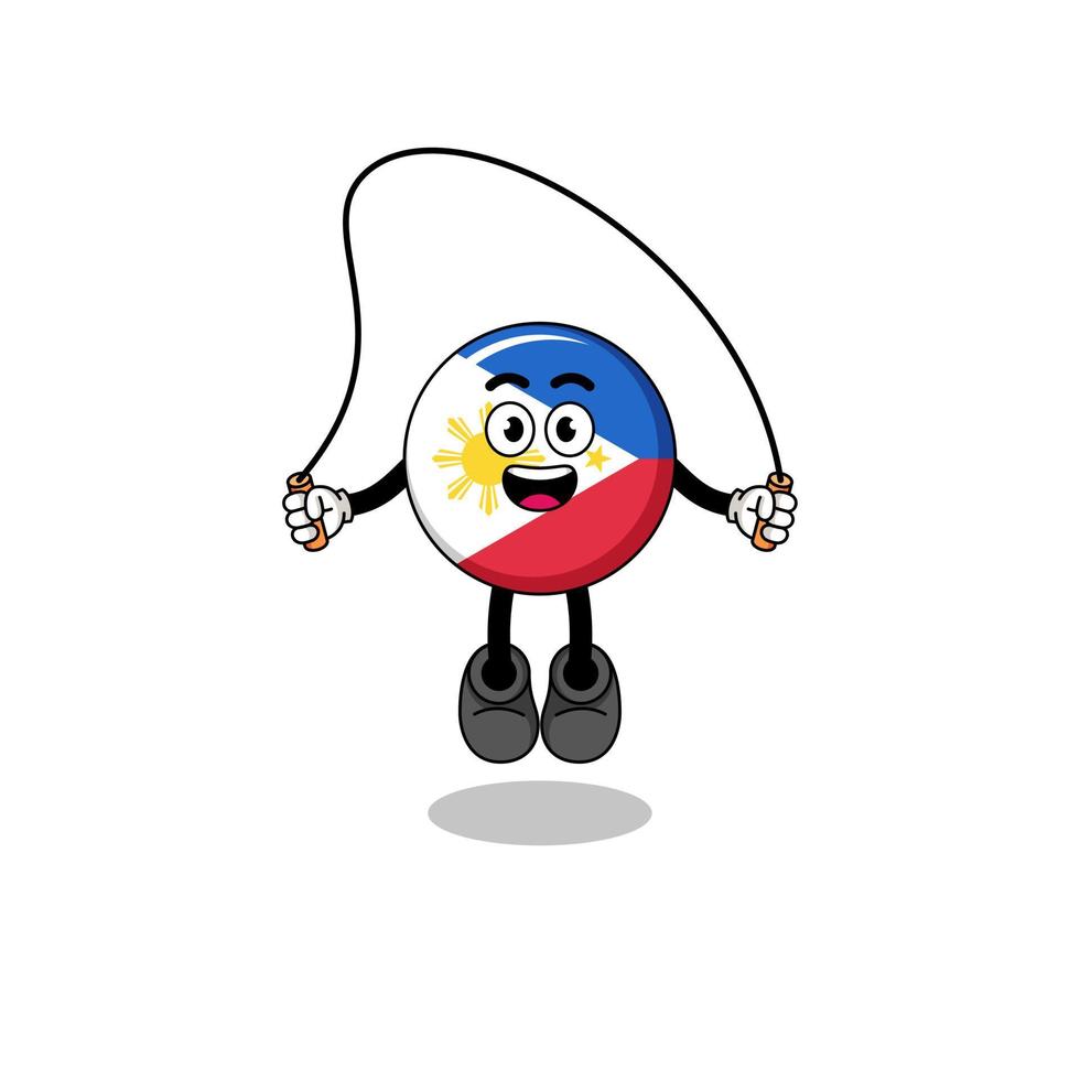philippines flag mascot cartoon is playing skipping rope vector