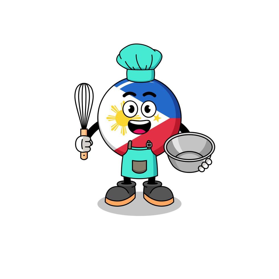 Illustration of philippines flag as a bakery chef vector