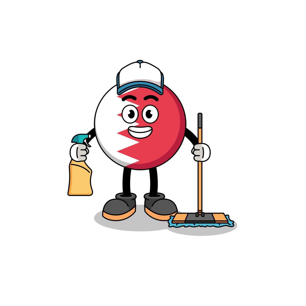 Character mascot of bahrain flag as a cleaning services vector