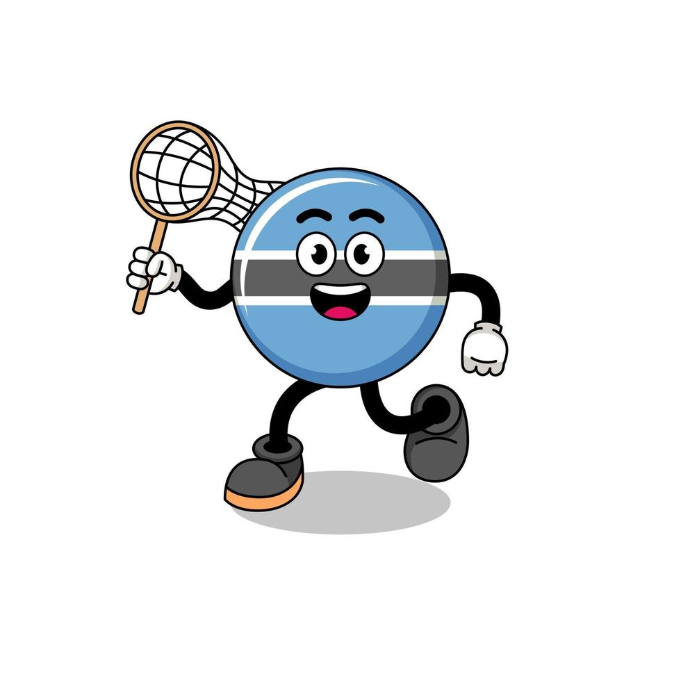 Cartoon of botswana catching a butterfly vector