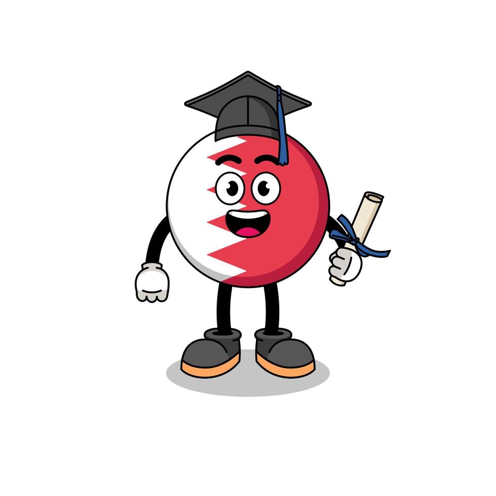 bahrain flag mascot with graduation pose vector