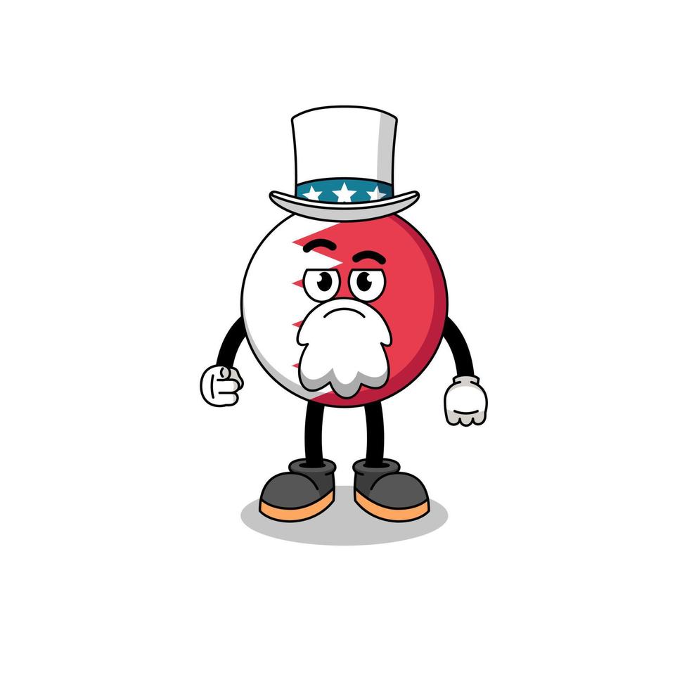 Illustration of bahrain flag cartoon with i want you gesture vector