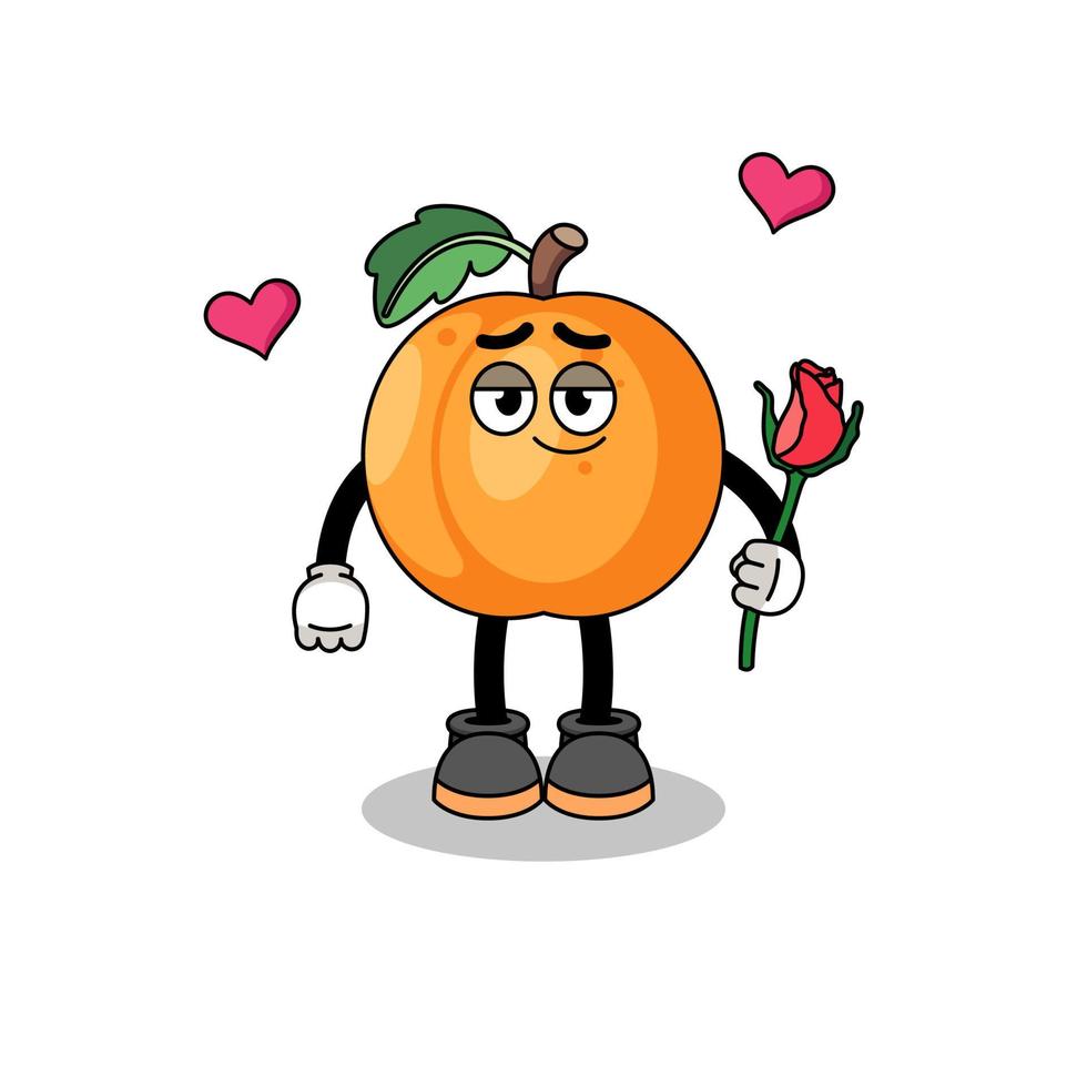 apricot mascot falling in love vector