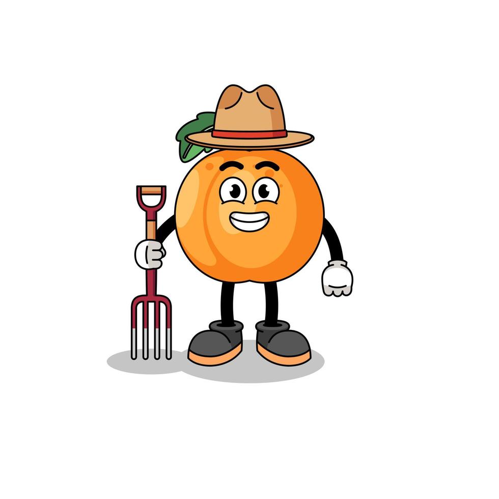 Cartoon mascot of apricot farmer vector