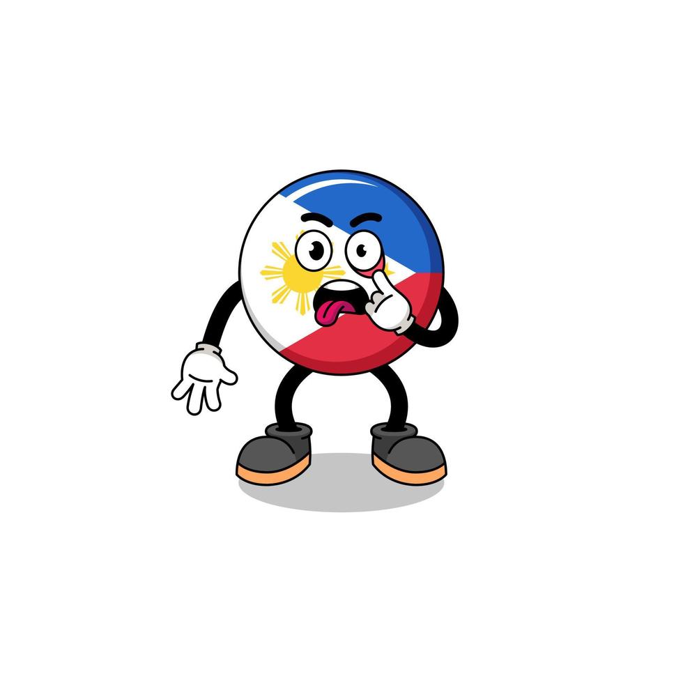 ilustración de personaje de la bandera de filipinas con la lengua fuera vector